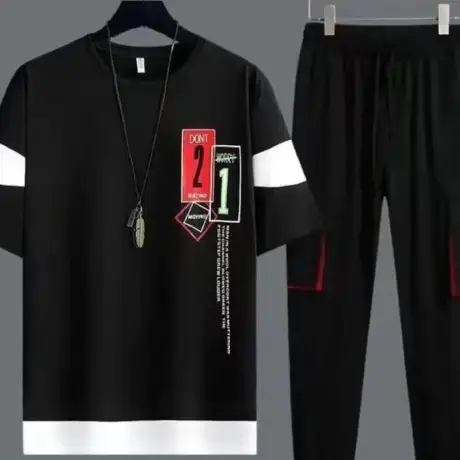 Men Graphic Track Suit 2Pcs Micro Interlock