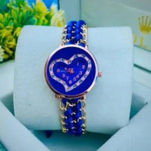 Women's Heart Dial Bracewatch Leather Strap Stainless Steel