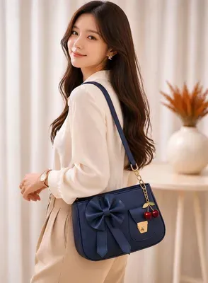 Women's Leather Plain Shoulder Bag - Image 2