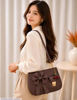 Women's Leather Plain Shoulder Bag - Image 6