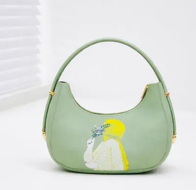 Women's Leather Shoulder Bag with Printed Design