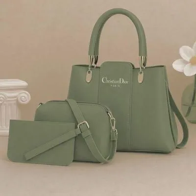 Leather Handbag Set for Women with Gold Hardware - Image 8