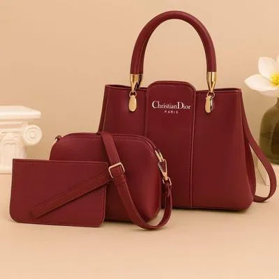 Leather Handbag Set for Women with Gold Hardware - Image 7