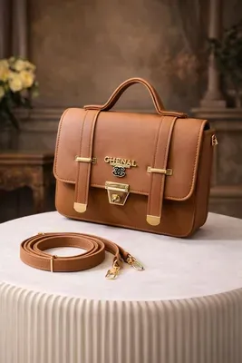 Mustard Leather Shoulder Bag for Women - Image 2