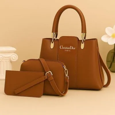 Leather Handbag Set for Women with Gold Hardware - Image 6
