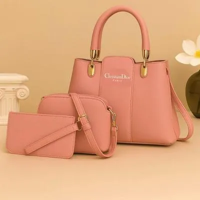 Leather Handbag Set for Women with Gold Hardware - Image 5