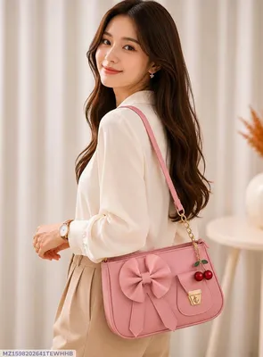 Women's Leather Plain Shoulder Bag - Image 3