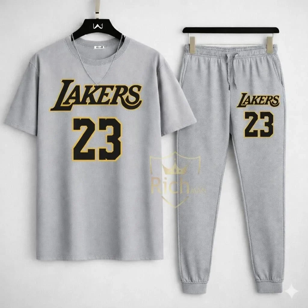 Men Lakers 23 Printed Track Suit Set - Image 5