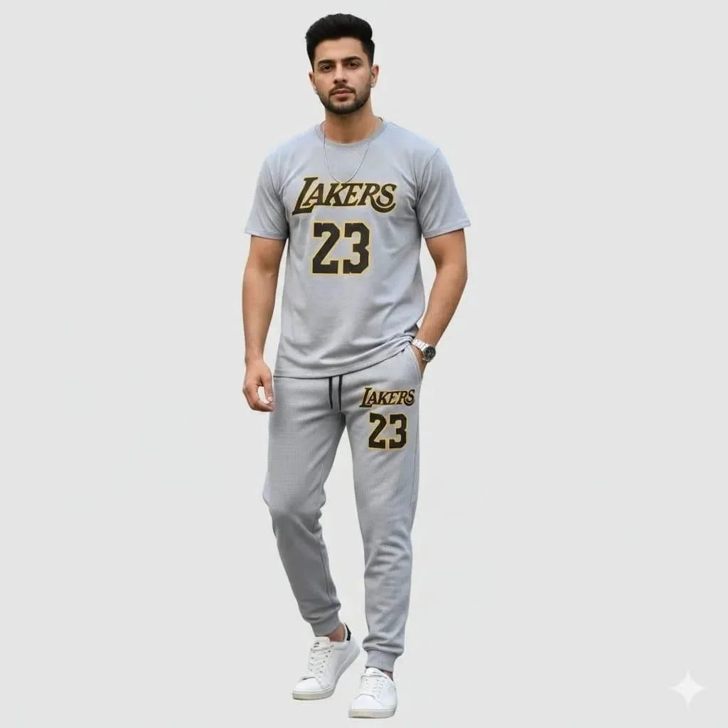 Men Lakers 23 Printed Track Suit Set - Image 4