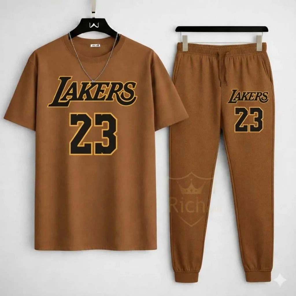 Men Lakers 23 Printed Track Suit Set - Image 8