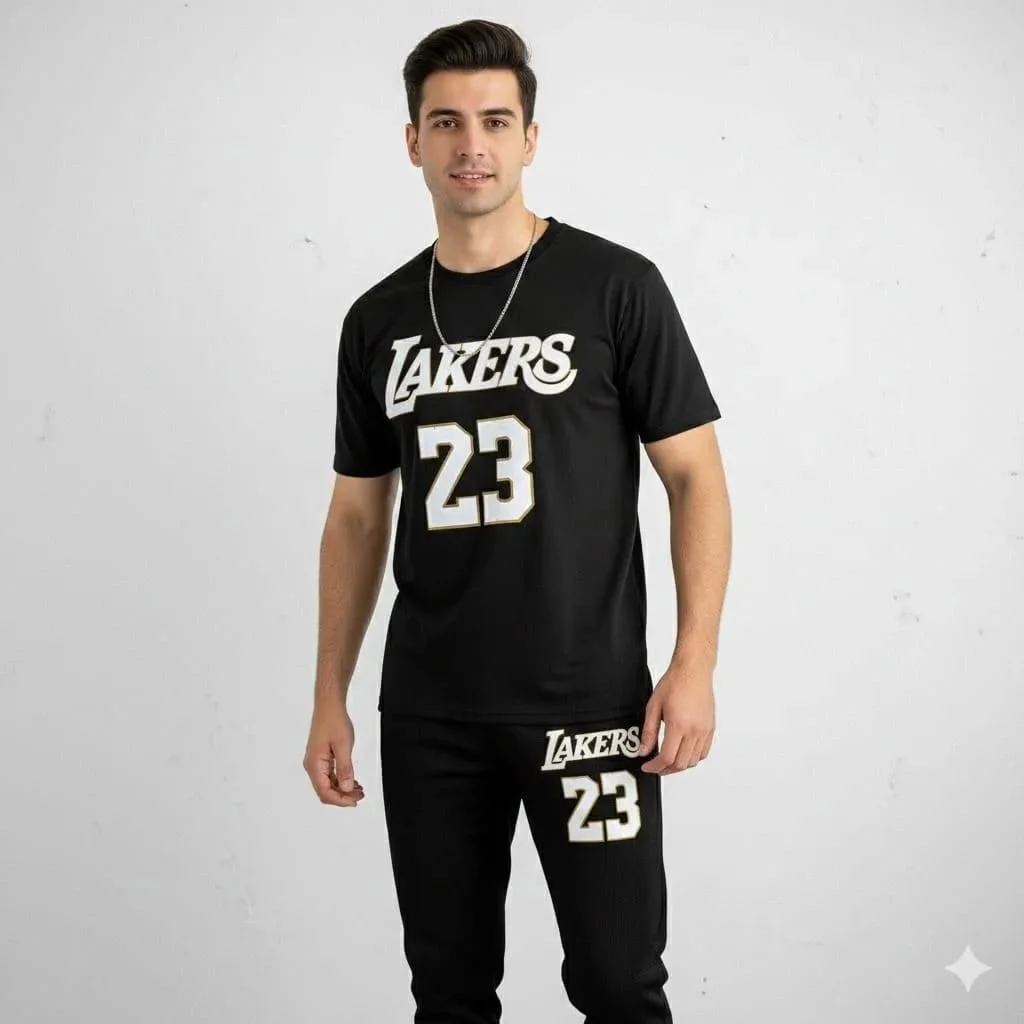 Men Lakers 23 Printed Track Suit Set