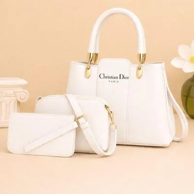 Leather Handbag Set for Women with Gold Hardware - Image 4